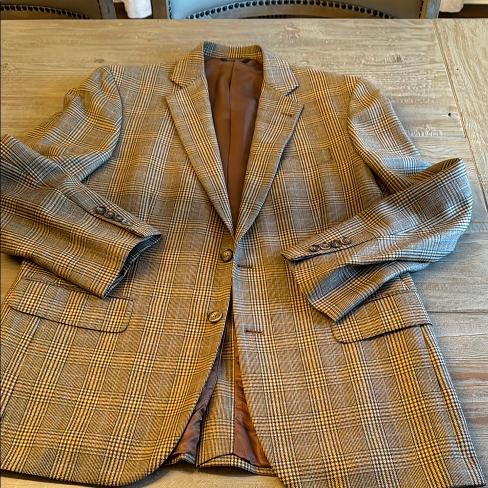Brooks Brothers Men's Brown Glen Plaid Blazer - Classic Tailored Sport Coat